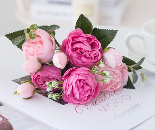 Bukiet piwonii 1szt różowe kwiatki dekoracyjne sztuczne kwiaty na Arena.pl