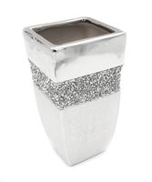 Wazon ceramiczny srebrny glamour z kryształkami diamenciki dżety