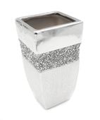 Wazon ceramiczny srebrny glamour z kryształkami diamenciki dżety