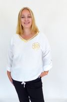 Biała Bluzka Wiązana ze Złotymi Detalami UNI