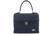 Skórzana torebka kuferek do ręki - Granatowa