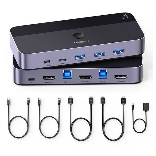 2w1 przełącznik switch hdmi / usb-a / usb-b / usb-c / microusb czarny na Arena.pl