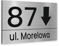 ADRES NA DOM NUMER DOMU Tabliczka ADRESOWA ZE STRZAŁKĄ ALUMINIOWA SREBRNA