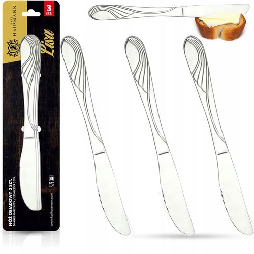 KPL. NOŻY OBIADOWYCH LISA 3SZT STAL NIERDZEWNA NÓŻ STOŁOWY WYSOKA JAKOŚĆ na Arena.pl