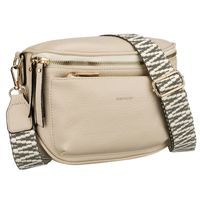 beżowa listonoszka damska ze skóry ekologicznej zamykana suwakiem - rovicky