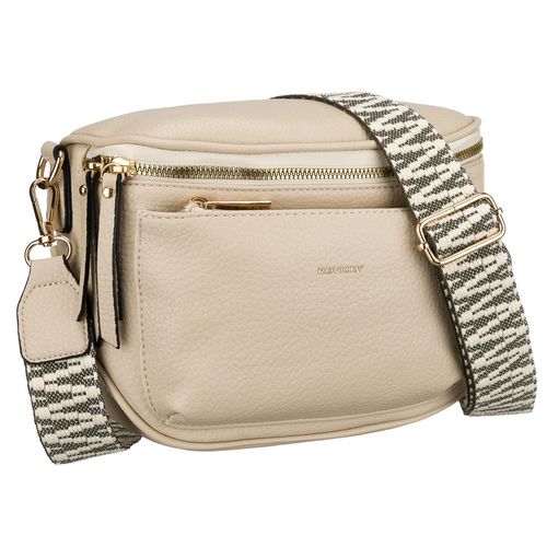 beżowa listonoszka damska ze skóry ekologicznej zamykana suwakiem - rovicky na Arena.pl