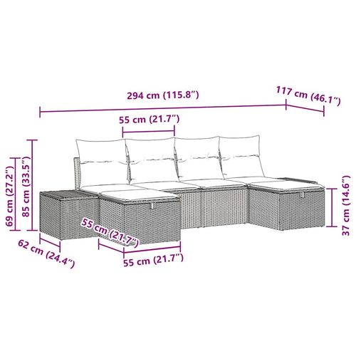 Zestaw Sof na Ogród 6 pcs Beżowy 55 x 62 x 69 cm Polirattan na Arena.pl