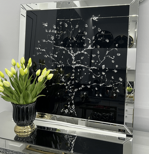 Lustrzany obraz z kryształkami Glamour Drzewko szczęścia 80x80 na Arena.pl