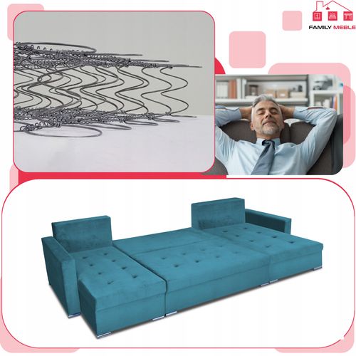 Narożnik Varius BIG rozkładany f spania pojemniki Family meble morski na Arena.pl