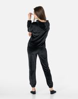 Komplet Dresowy Dres Sportowy Welurowy Damski Spodnie Bluza 3702-3 M czarny
