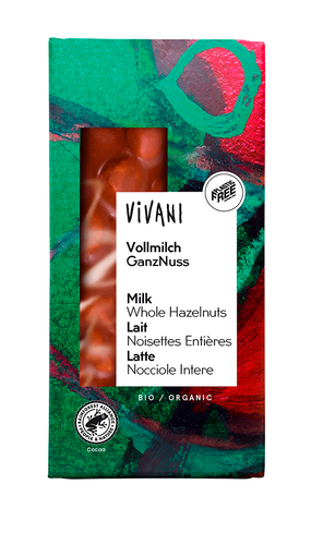 CZEKOLADA MLECZNA Z CAŁYMI ORZECHAMI LASKOWYMI BIO 100 g - VIVANI na Arena.pl