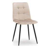 KRZESŁO TAPICEROWANE PIKOWANE WELUROWE DO SALONU JADALNI BEŻOWE PARMA