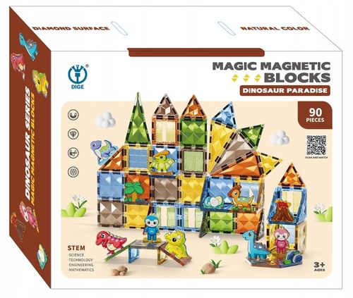 Klocki Magnetyczne Diamentowe Dinozaury 90 el Zestaw Konstrukcyjny dla na Arena.pl