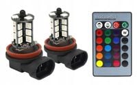 ŻARÓWKA 2szt ŻARÓWKI LED RGB H8 SMD 5050 TUNING ZMIANA 16 KOLORÓW + PILOT