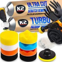 K2 ULTRA CUT PASTA POLERSKA TURBO ZESTAW GĄBEK DO POLEROWANIA USUWANIA RYS