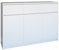 Nowoczesna Komoda 3 Drzwi 3 Szuflady 120 cm Biała KARGO TS - 2 Kolory