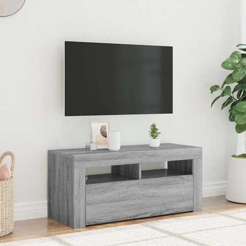 Szafka pod TV z oświetleniem LED, szary dąb sonoma, 90x35x40 cm na Arena.pl