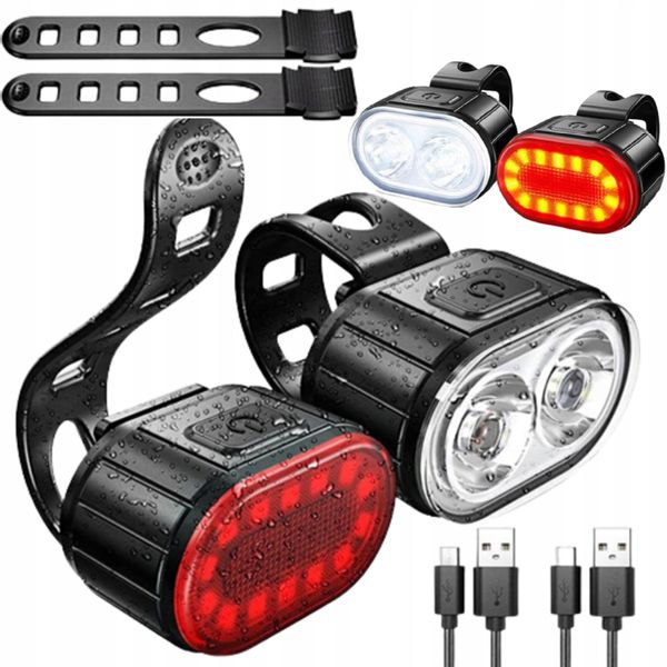 LAMPKA ROWEROWA NA KIEROWNICĘ ŚWIATŁO PRZÓD TYŁ zdjęcie 1