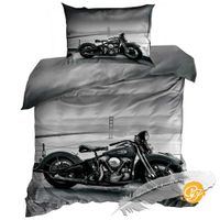 Pościel 3D bawełna satyna 140x200cm MOTOCYKL CZARNY CHOPPER
