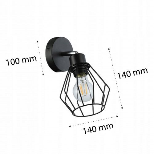 KINKIET ŚCIENNY LED DIAMENT E27 CZARNY STAL DREWNO RUCHOMY na Arena.pl