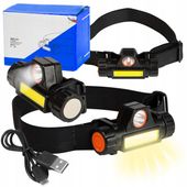 MOCNA LATARKA CZOŁOWA Z MAGNESEM USB CZOŁÓWKA LED COB UNIWERSALNA NA GŁOWĘ