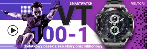Smartwatch Veltori VT100-1 + Czarny Pasek Silikonowy + Czarny Eko Skóra na Arena.pl