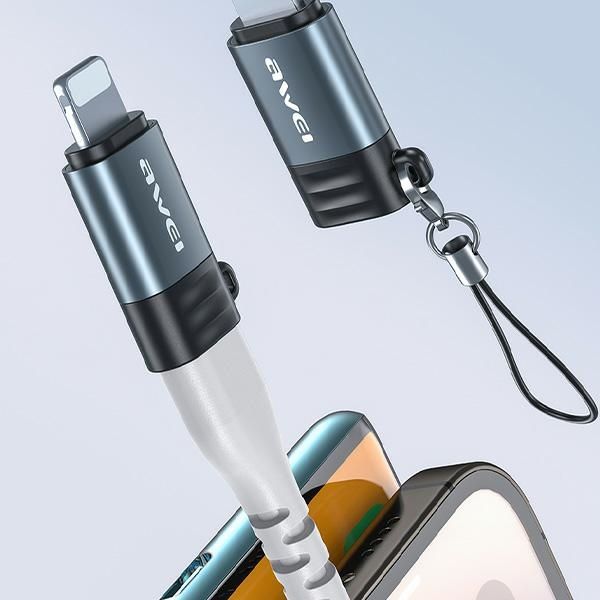 awei adapter a11 usb-c/lightning szary   /grey zdjęcie 4