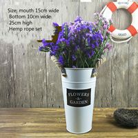 Vintage Doniczka doniczka -  Wiadro - METALOWA - Idealna Do Domu I Ogrodu 26 Biały