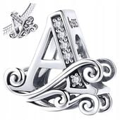 CHARMS LITERKA A srebro 925 srebrna litera koralik zawieszka charms pr