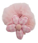 Gumka do włosów dziewczęca mocna elastyczna donut futerko kwiatek jasny róż