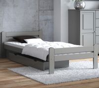 ŁÓŻKO DREWNIANE DOROTA 90X200 SZARE + STELAŻ