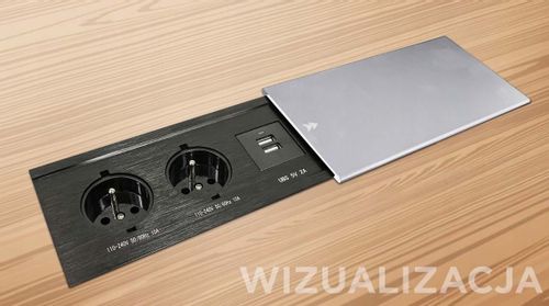 Przedłużacz gniazdo multiport FLEXPORT biurowy wpuszczany 2 gniazda + USB, 1,7m, aluminium na Arena.pl