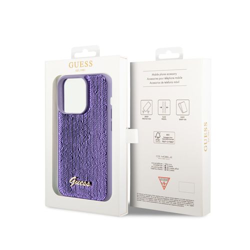 Guess Sequin Script Metal - Etui iPhone 15 Pro (fioletowy) na Arena.pl