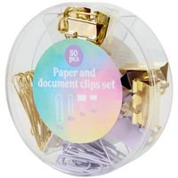 Spinacze i zaciski do papieru Pastel fioletowe złote zestaw 50szt