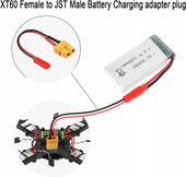 Zestaw 2 kabli adaptera ładowania XT60 żeński na męski JST, 22AWG do LiPo