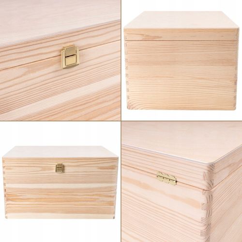 Pudełko drewniane z zamkiem z wiekiem na prezent przechowywania na Arena.pl