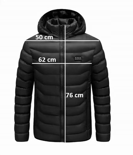 Kurtka Podgrzewana 21 Stref Na USB Zimowa Ogrzewana Ciepła Czarna Długa XL na Arena.pl