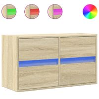 Ścienna szafka TV z LED, dąb sonoma, 80x31x45 cm