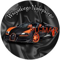 Opłatek na tort Urodziny 18 30 40 Bugatti Auto Samochód Logo Tekst Gratis