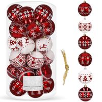 Bombki choinkowe 30 szt. ozdoby świąteczne zestaw 5cm biało-czerwone