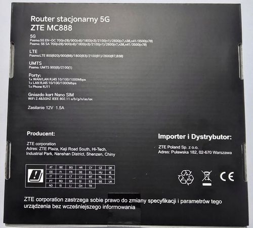 Router ZTE MC888 5G - (WIFI 6) Gigabit - ZAPLOMBOWANY - POLSKA DYSTRYBUCJA na Arena.pl