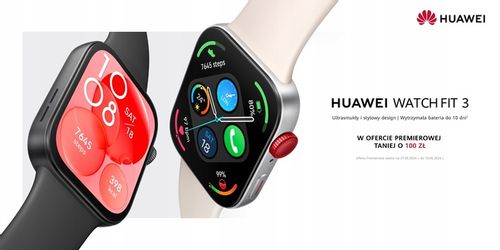 Smartwatch HUAWEI Watch Fit 3 Czarny na Arena.pl