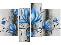 OBRAZ STALOWE MAGNOLIE KWIATY NIEBIESKIE