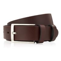 pasek męski skórzany brązowy 130 cm ze srebrną klamrą