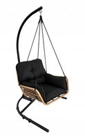 FOTEL WISZĄCY FOTEL OGRODOWY FOTEL DO SALONU NA TARAS HUŚTAWKA CZARNY ERICA