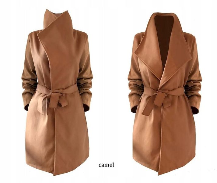 PŁASZCZ blogger KLASYCZNY klapy pasek CZERWONY zdjęcie 15