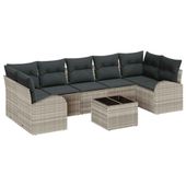 Zestaw Sof na Ogród 8 pcs Jasnoszary 55 x 55 x 37 cm polirattan