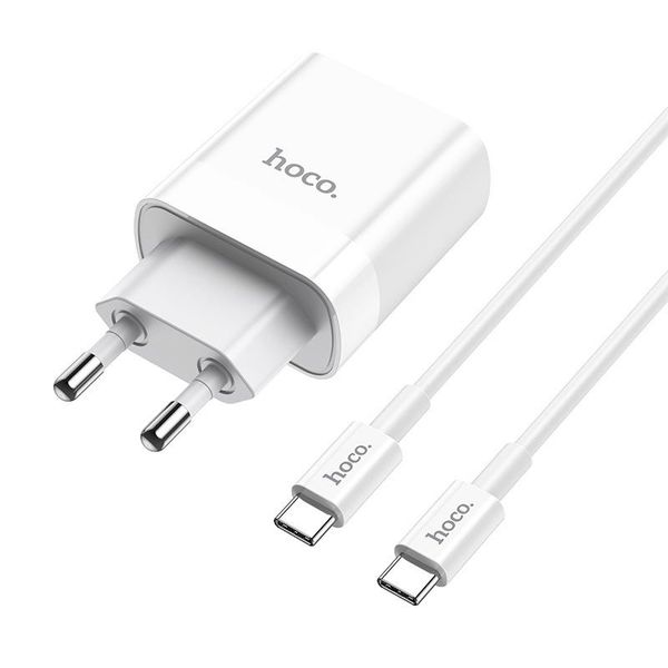 HOCO C80A NETWORK CHARGER PD20W/QC3.0 + TYPE-C CABLE WHITE zdjęcie 1
