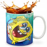 KUBEK 330ml GRAFIKA PREZENT ŚWIĘTA WZÓR - BAJKA SPONGEBOB + IMIĘ