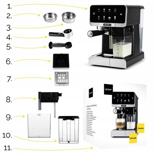 Ekspres do kawy ciśnieniowy Yoer +LED 20bar 1350W Automatyczny na Arena.pl